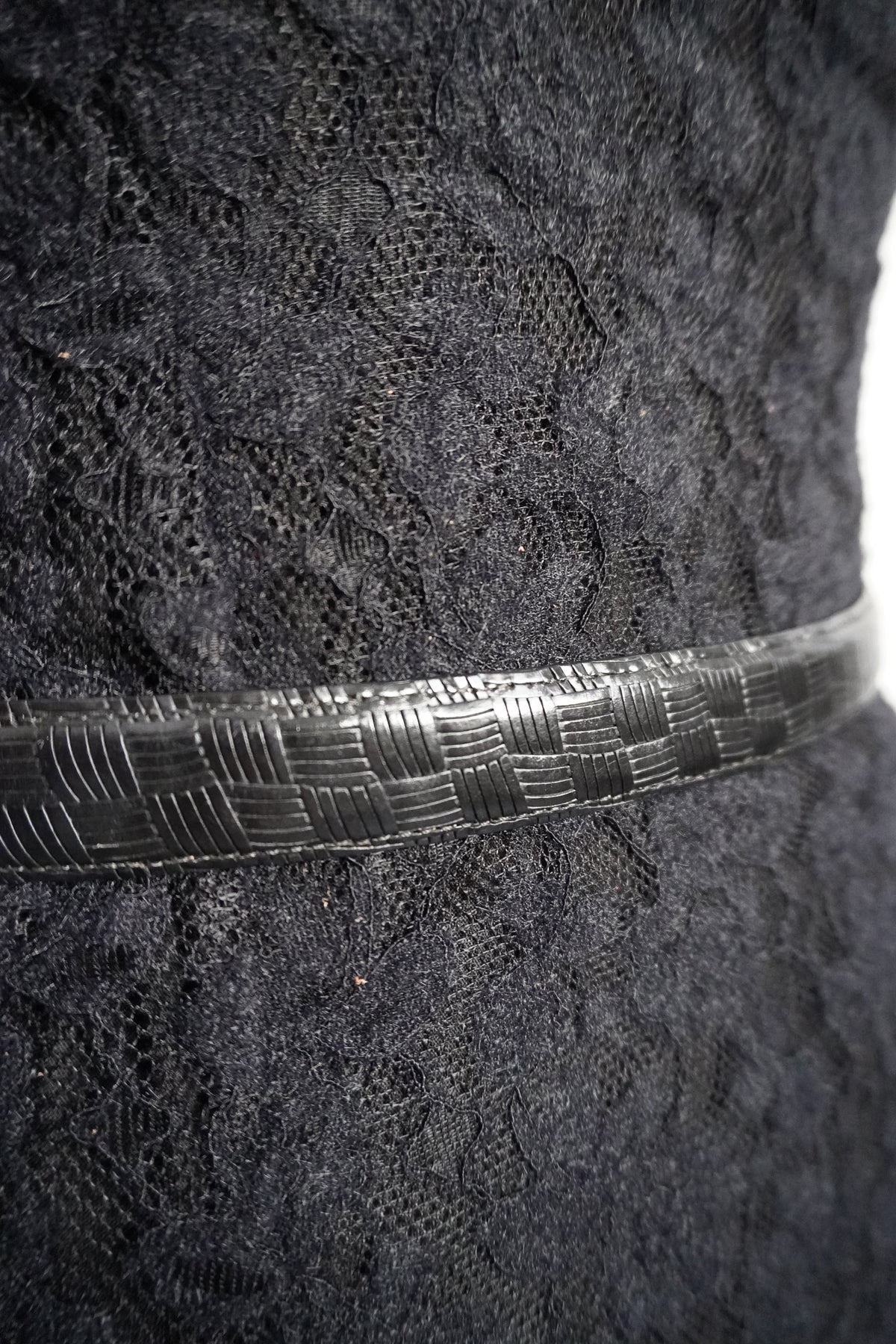Embossed Black Skinny Belt Strap