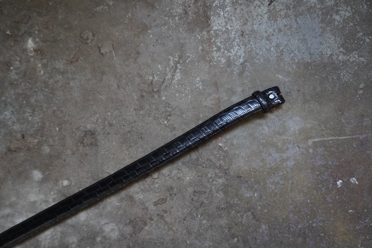 Embossed Black Skinny Belt Strap
