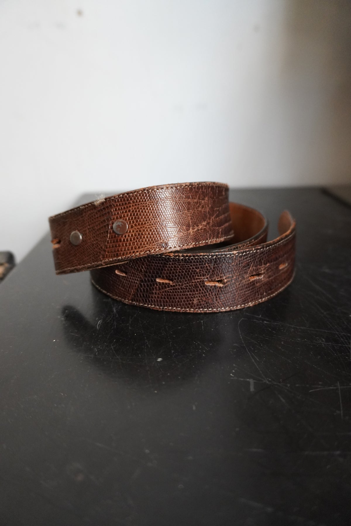 Brown Lizard Skin Belt Strap