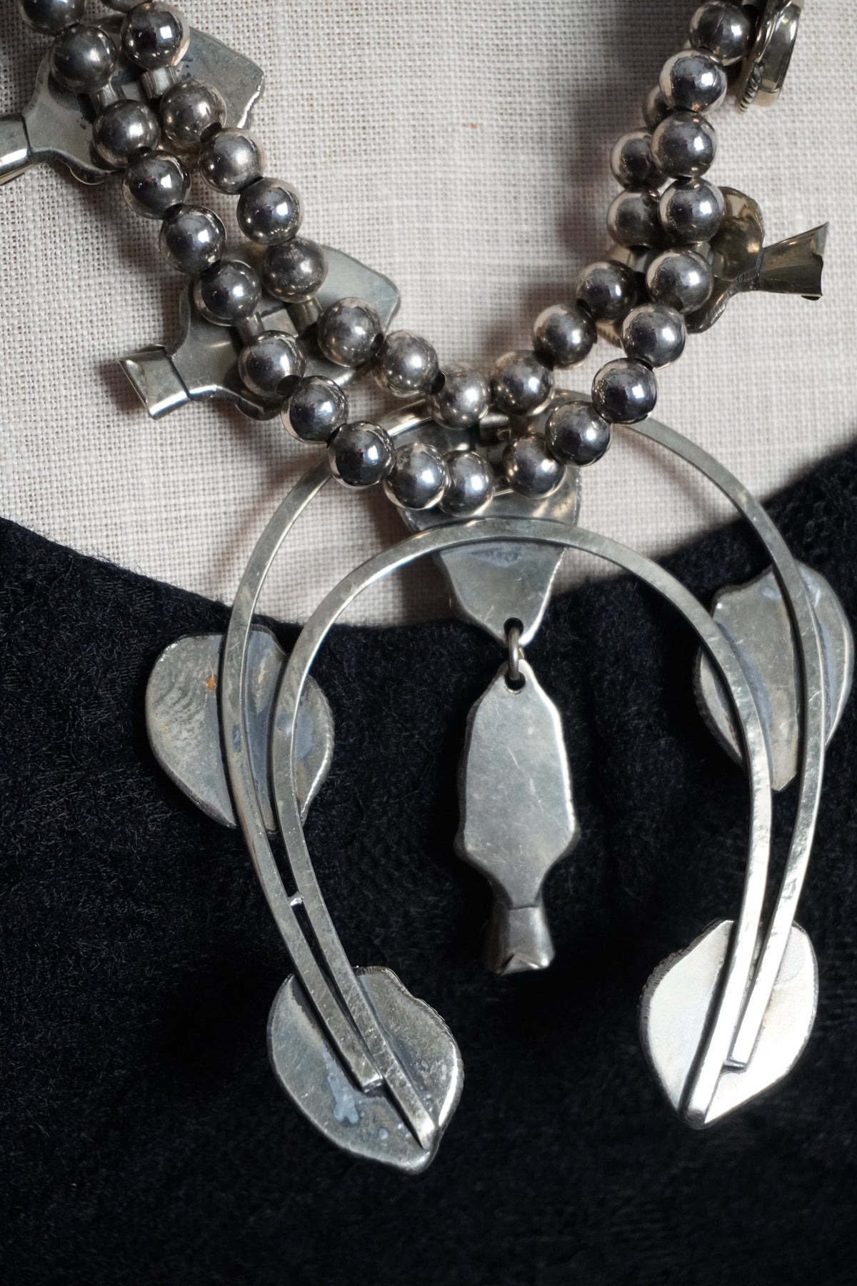 Abalone Mexican Silver Squash Blossom Necklace