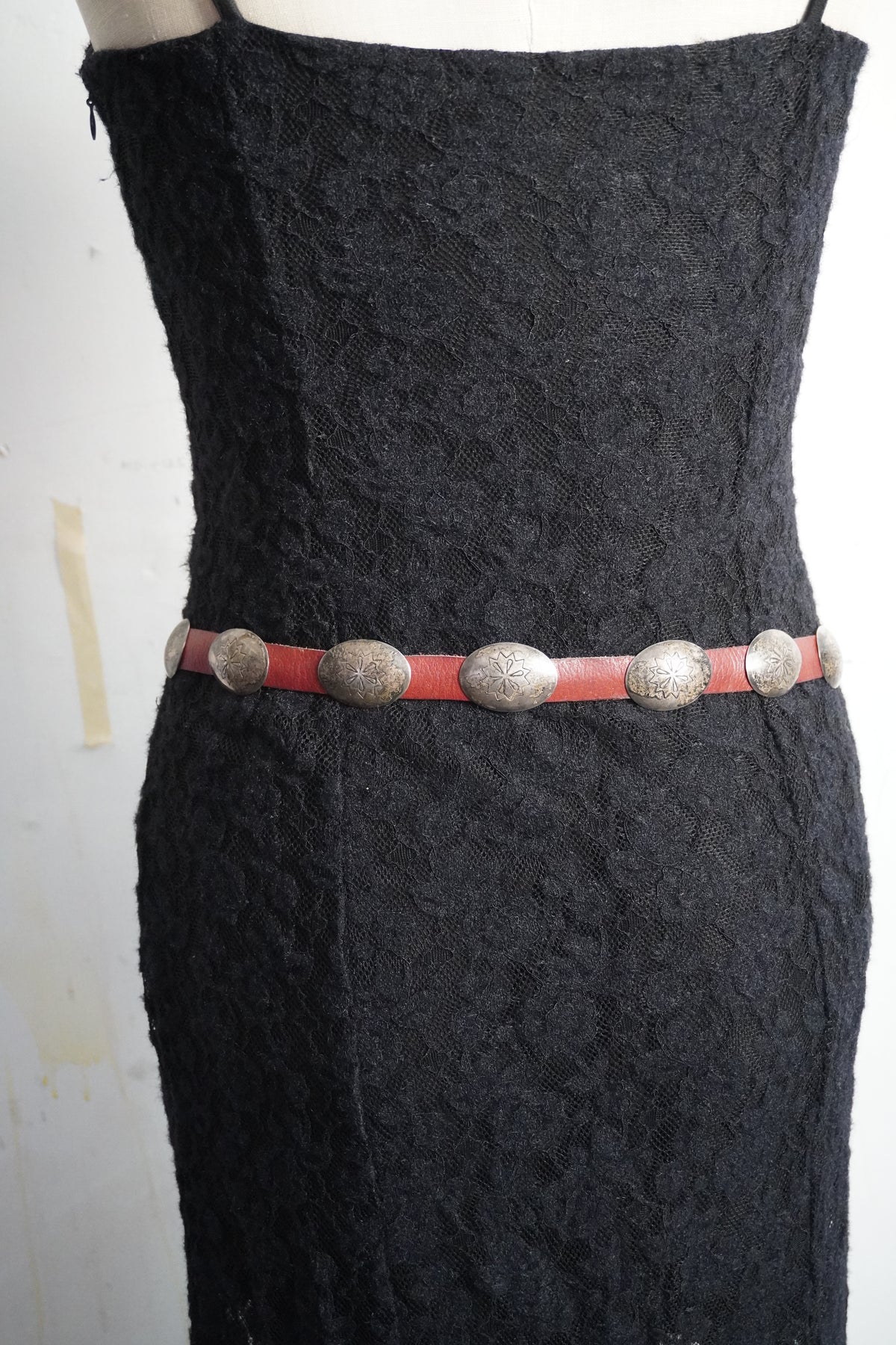 Small Oval Floral Stamp Sterling Silver Concho Belt