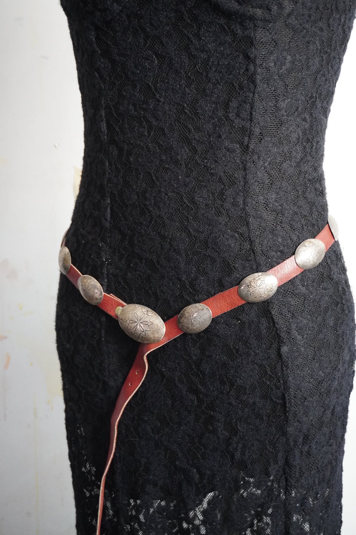 Small Oval Floral Stamp Sterling Silver Concho Belt