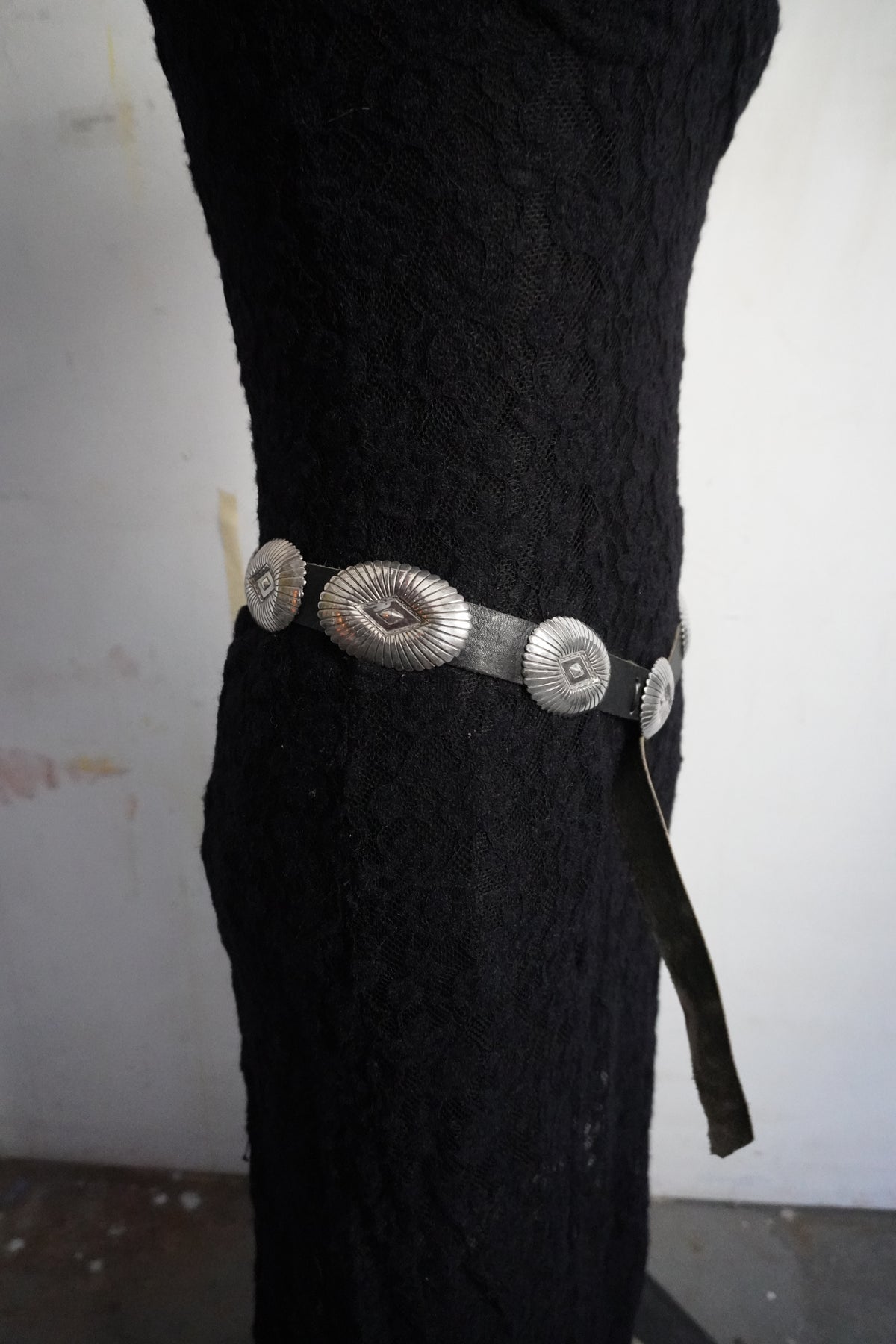 Jenny Blackgoat Signed Sterling Silver Stamped Concho Belt