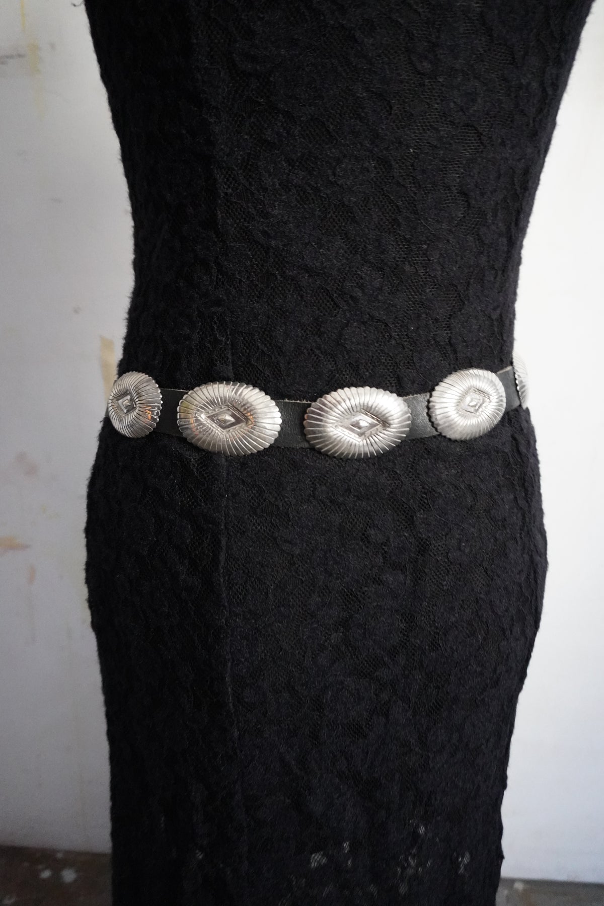 Jenny Blackgoat Signed Sterling Silver Stamped Concho Belt