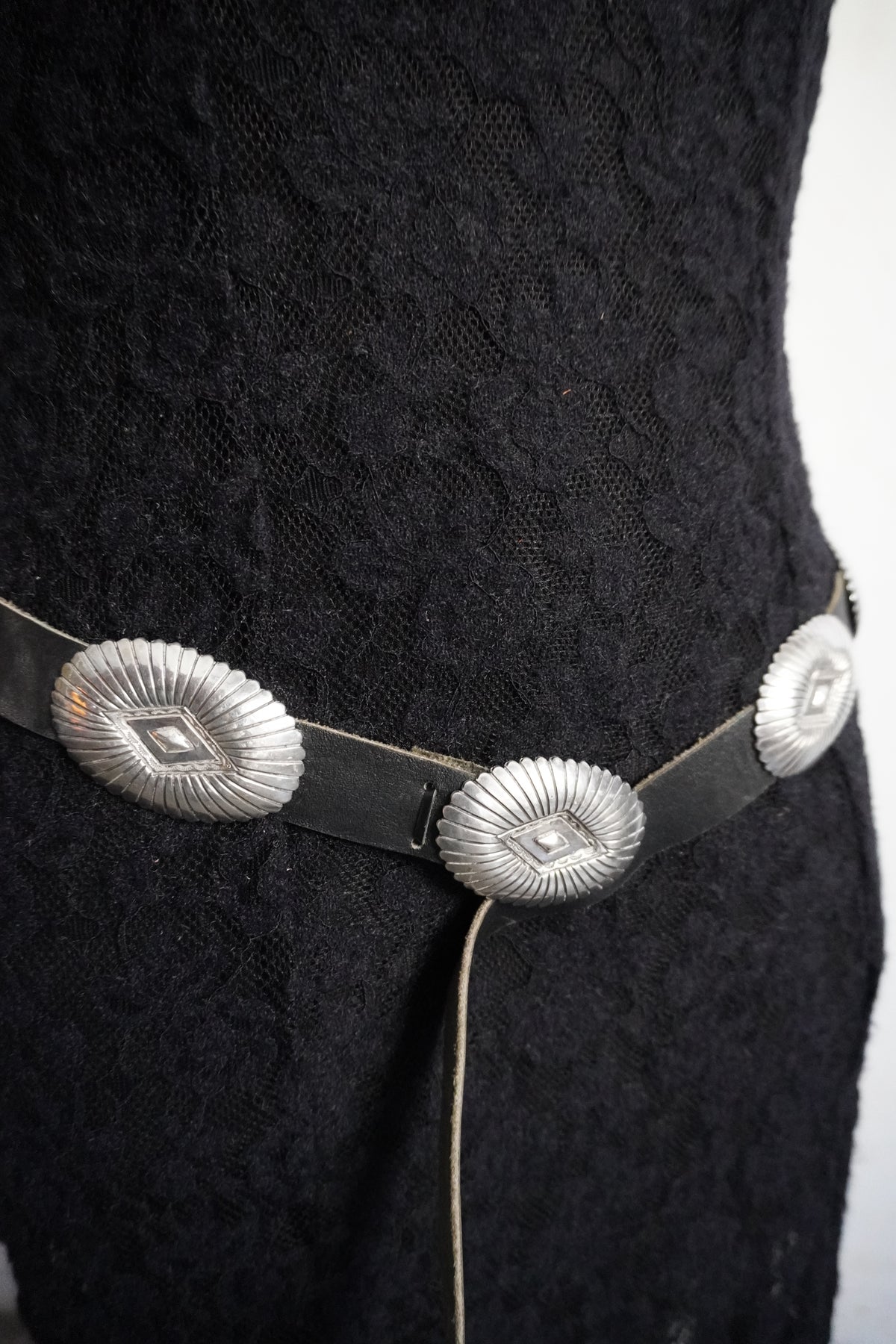 Jenny Blackgoat Signed Sterling Silver Stamped Concho Belt