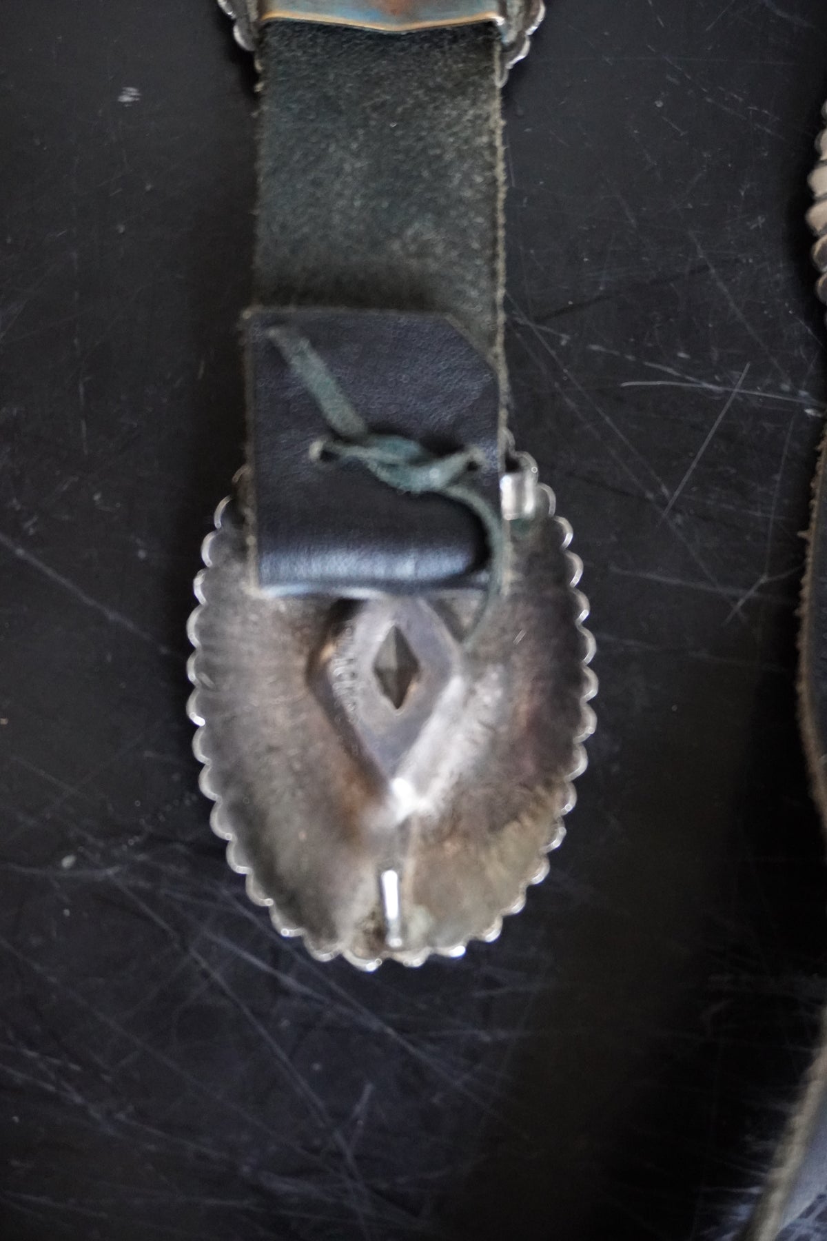 Jenny Blackgoat Signed Sterling Silver Stamped Concho Belt