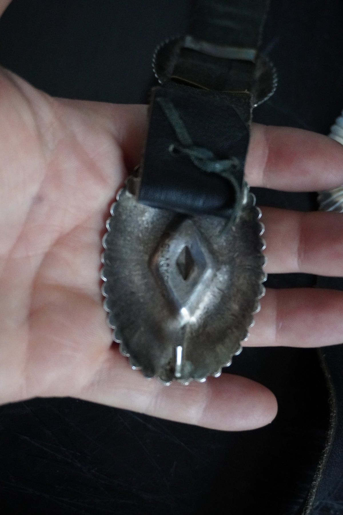 Jenny Blackgoat Signed Sterling Silver Stamped Concho Belt