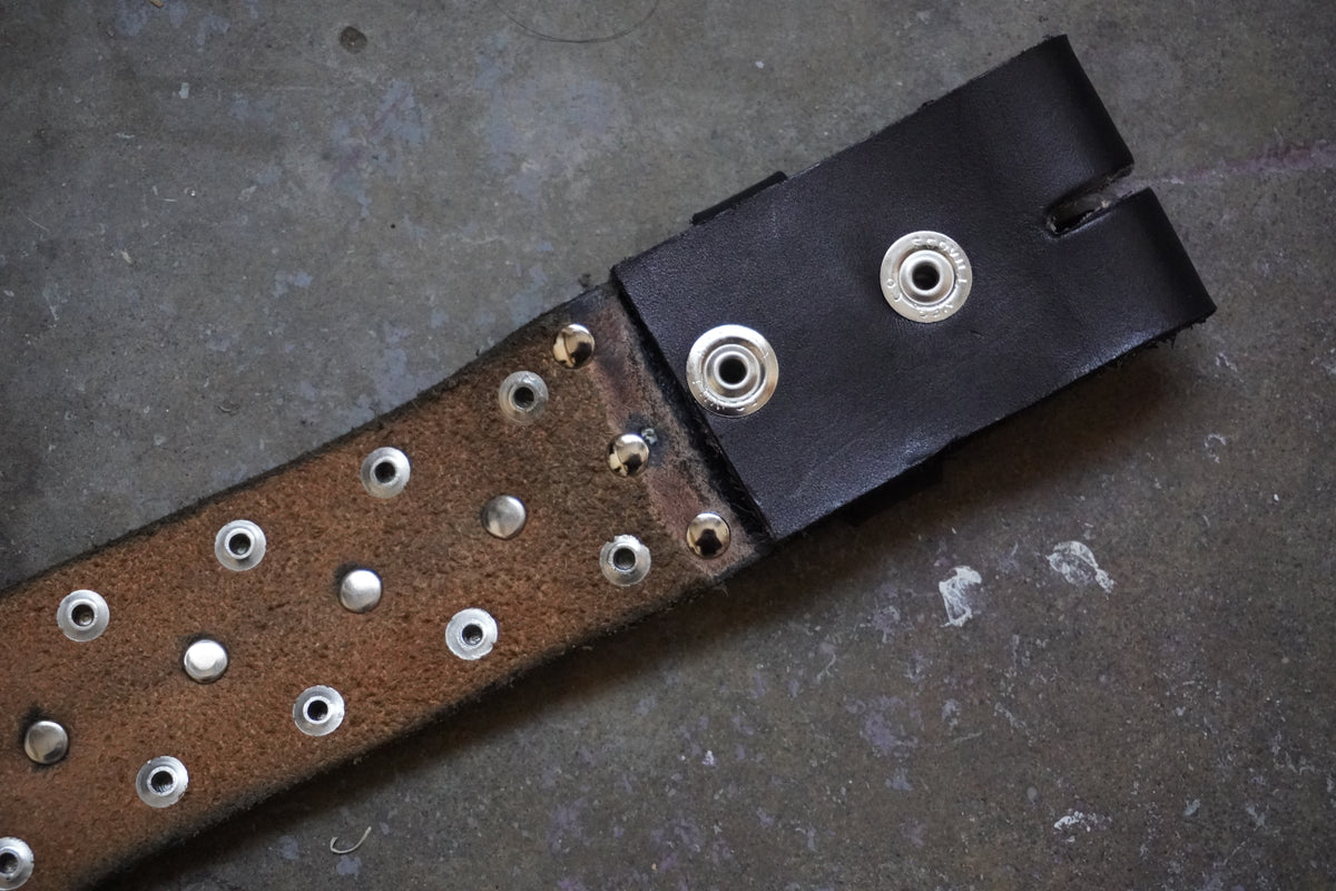 MENDED Small Concho Embellished Thick Black Belt Strap