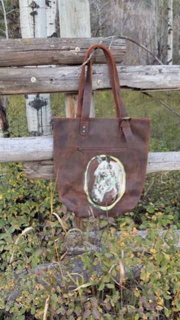 Anna Douglas Smith Handpainted Oiled Leather Wine Bag