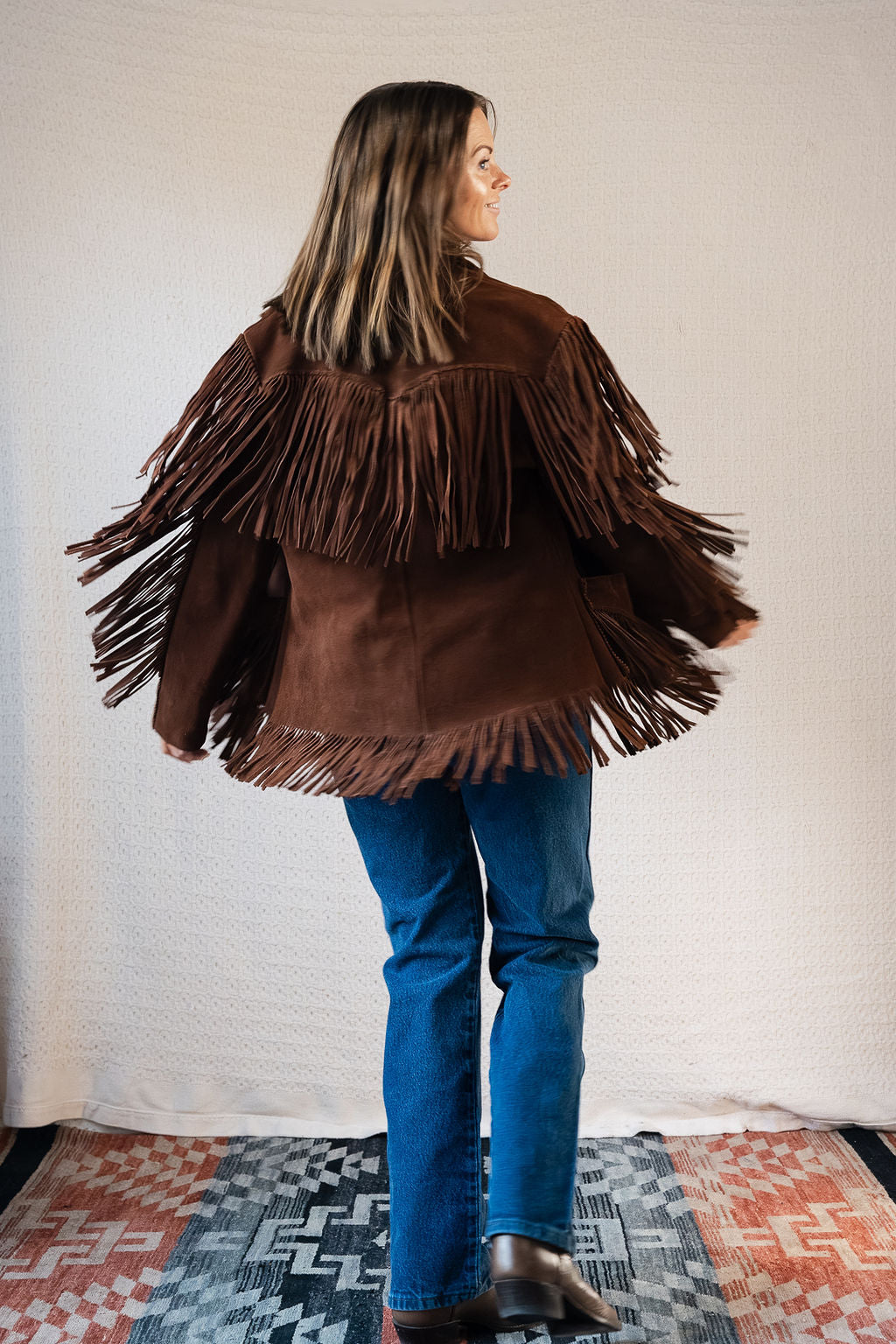 1970's Trego's Western Wear Chocolate Brown Classic Suede Fringe Jacket