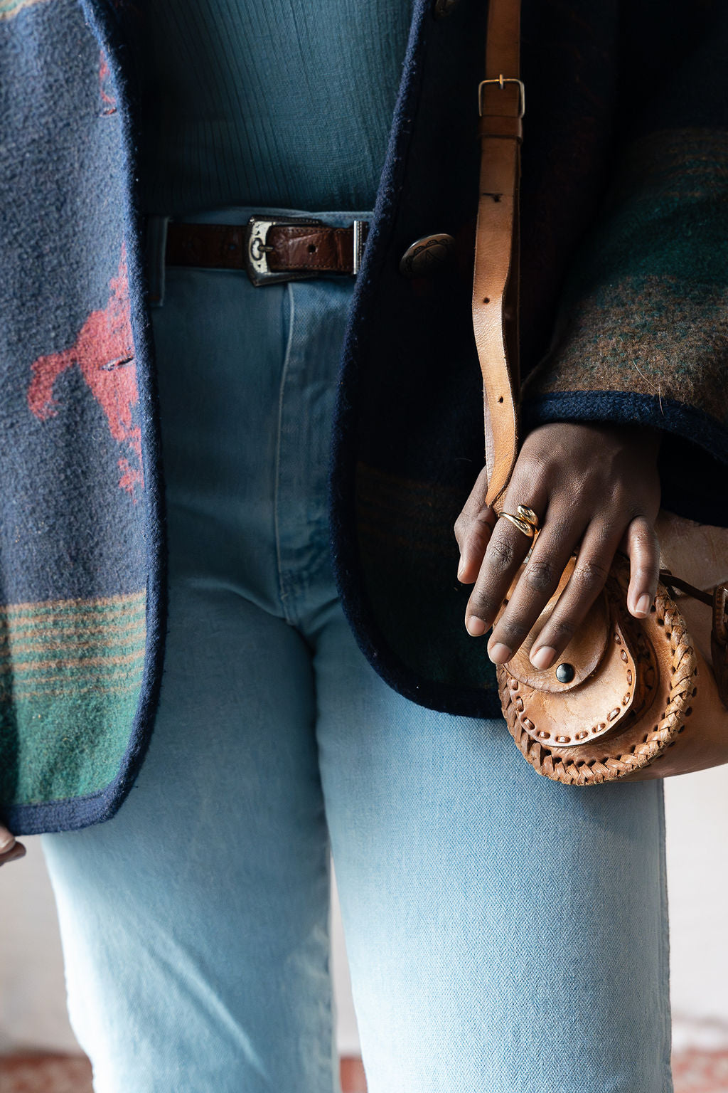 Wool Blend Cowboy Print Blazer Overcoat