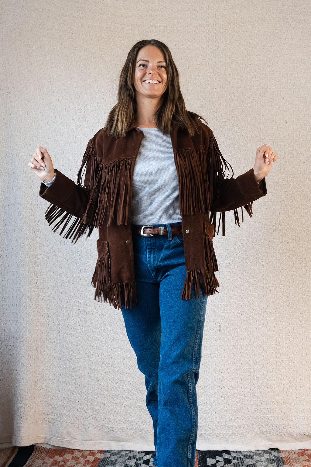 1970's Trego's Western Wear Chocolate Brown Classic Suede Fringe Jacket