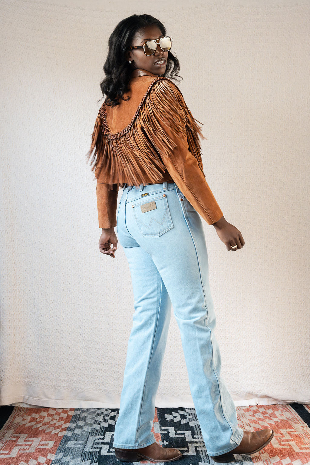 Diamond Leathers Cropped Fringe Jacket w/Braided Details