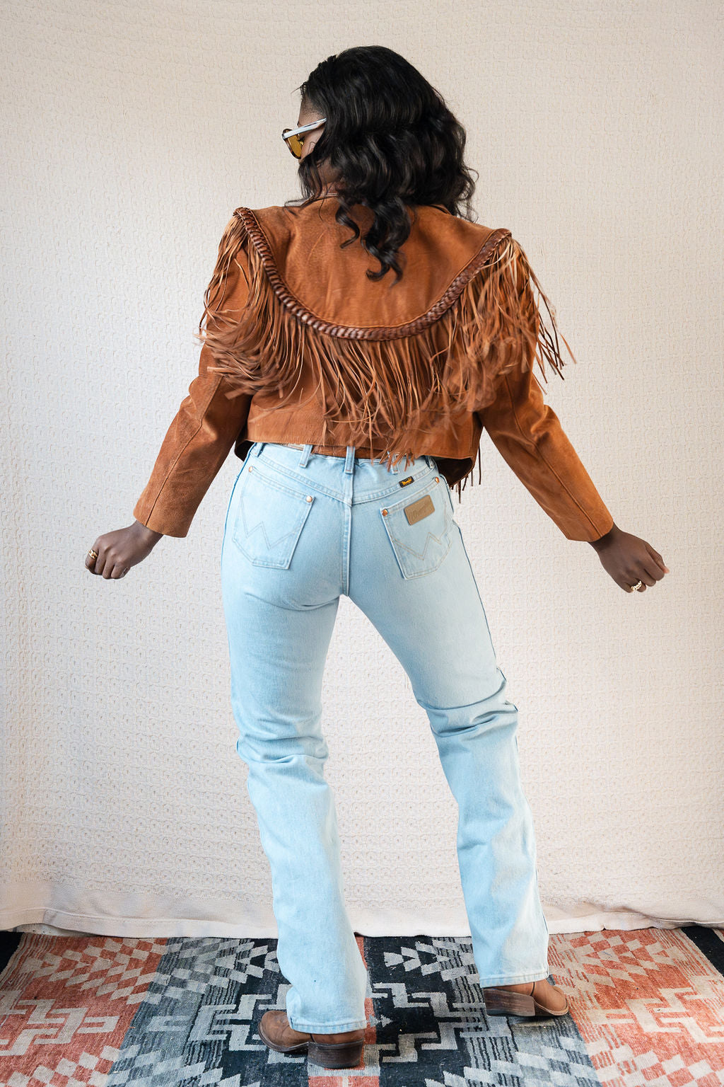 Diamond Leathers Cropped Fringe Jacket w/Braided Details