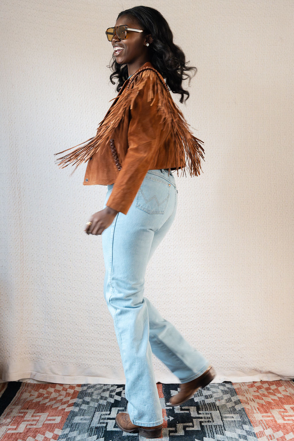 Diamond Leathers Cropped Fringe Jacket w/Braided Details