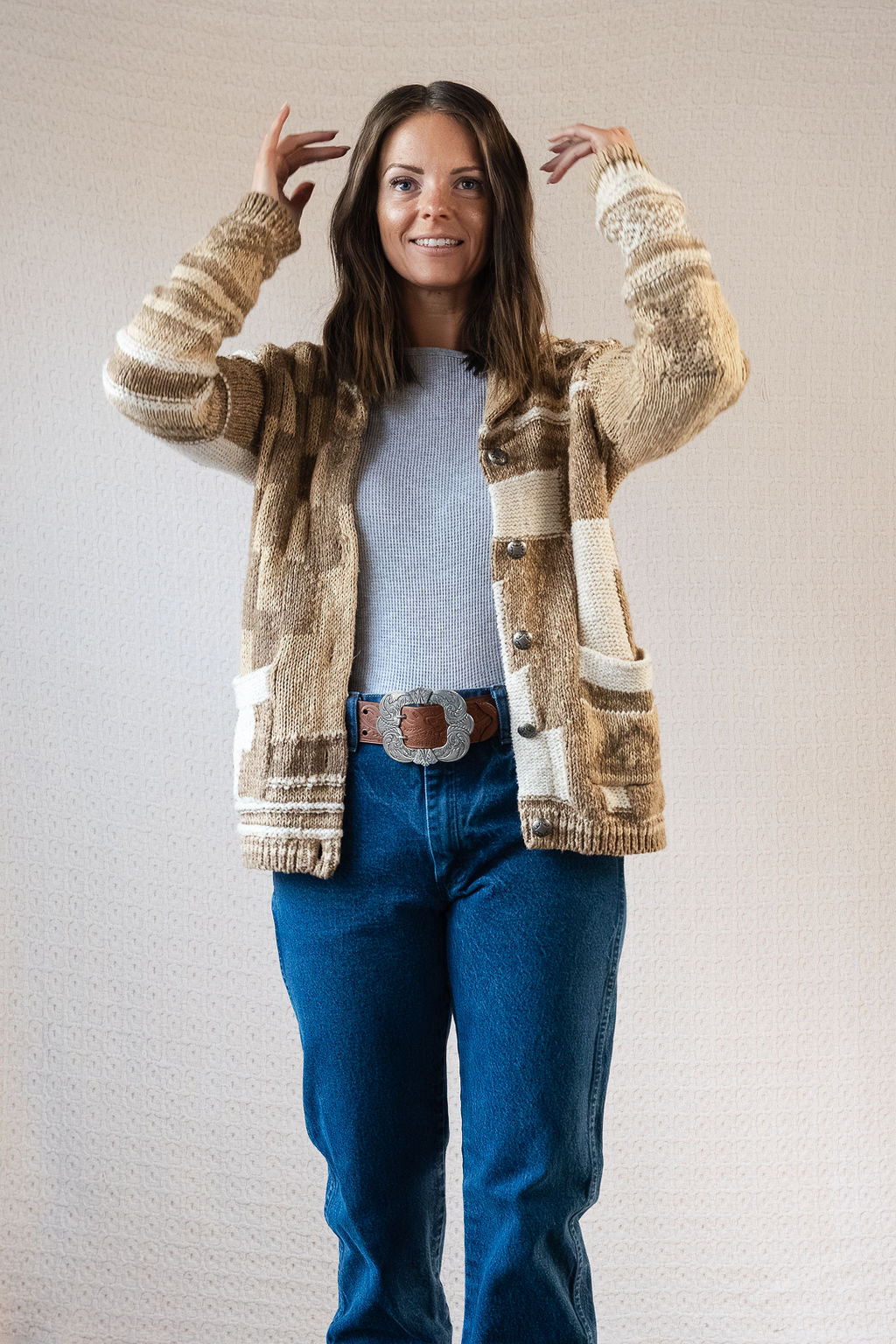 Polo Ralph Lauren Chunky Knit Cream/Beige Southwestern Pattern Cardigan