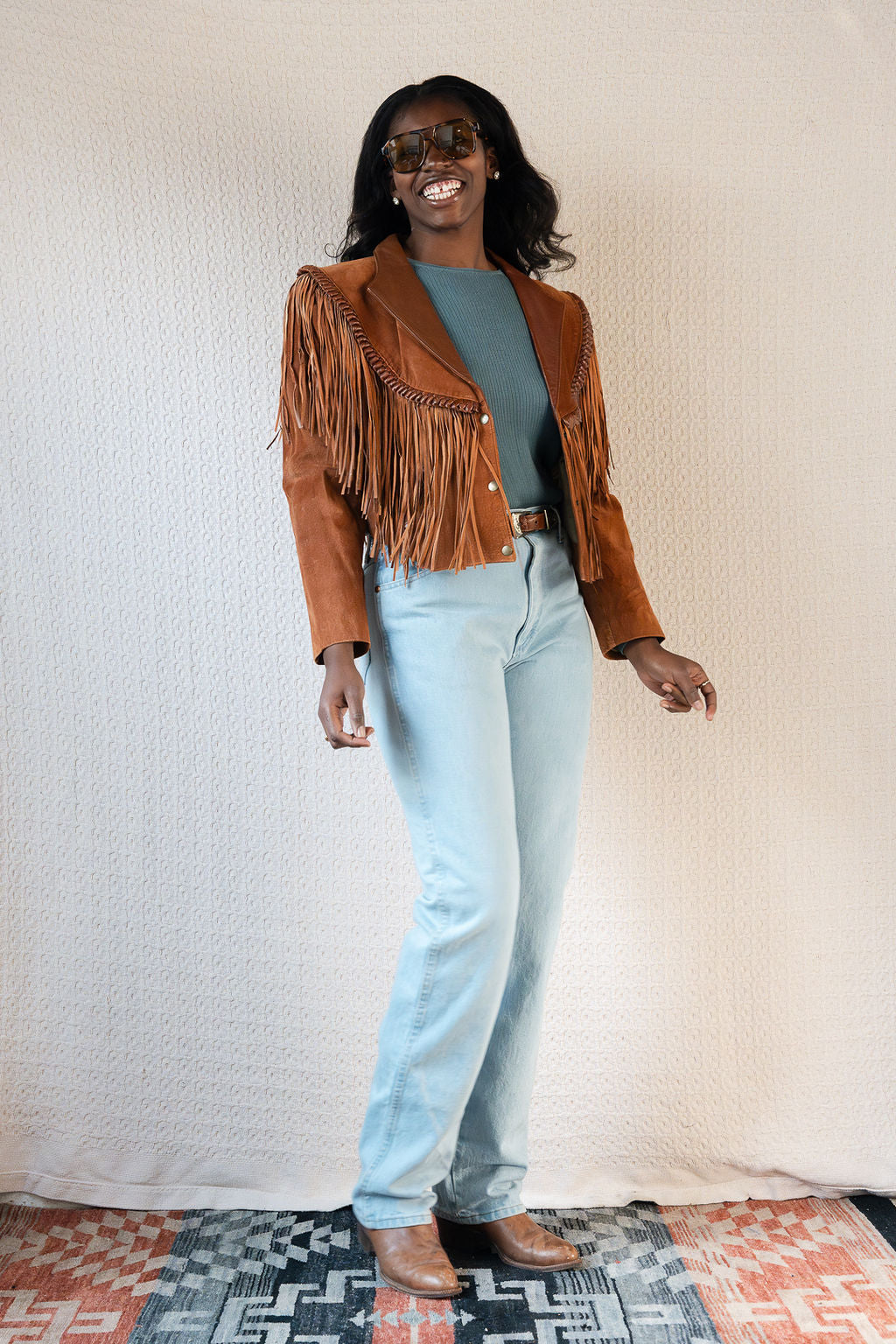 Diamond Leathers Cropped Fringe Jacket w/Braided Details