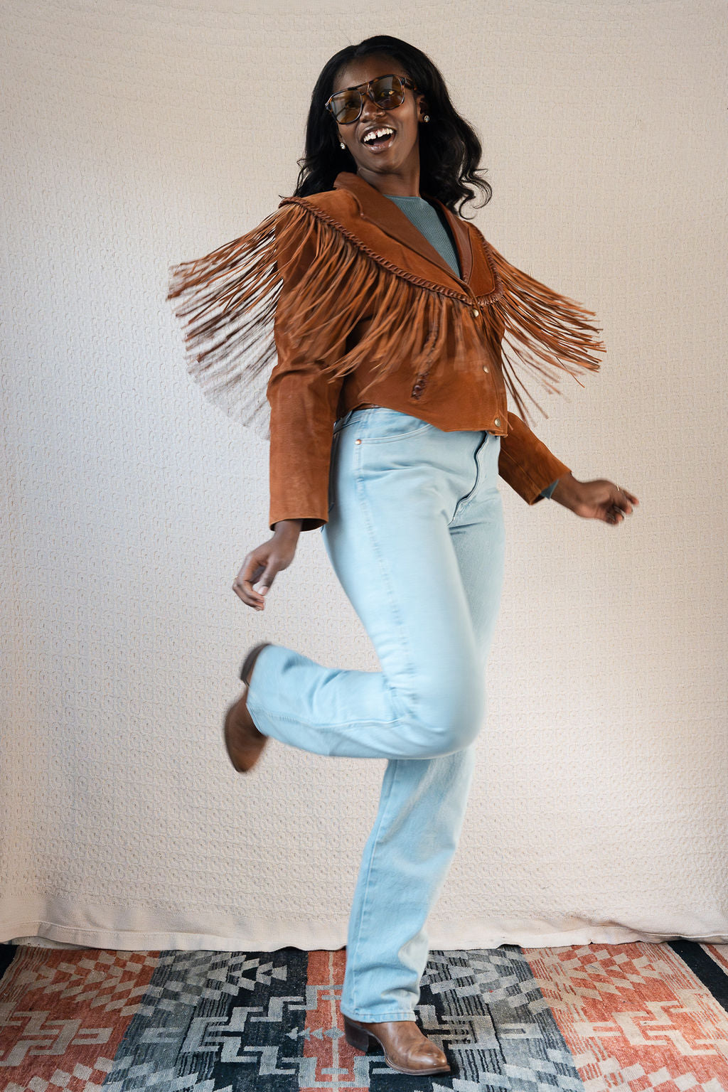 Diamond Leathers Cropped Fringe Jacket w/Braided Details