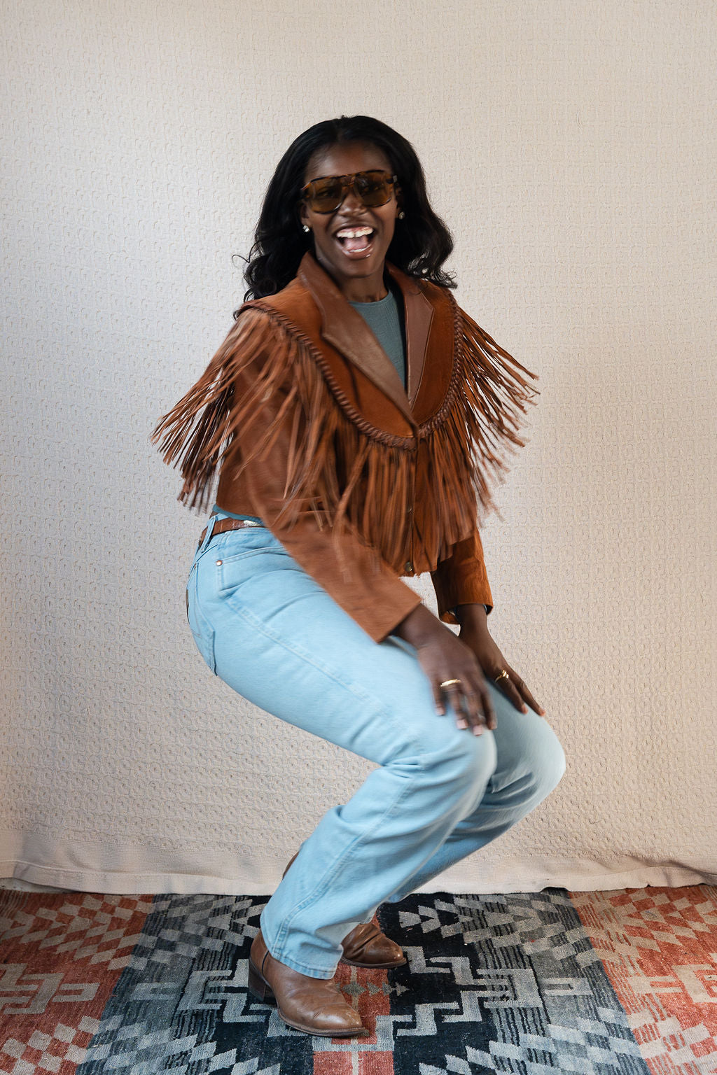 Diamond Leathers Cropped Fringe Jacket w/Braided Details