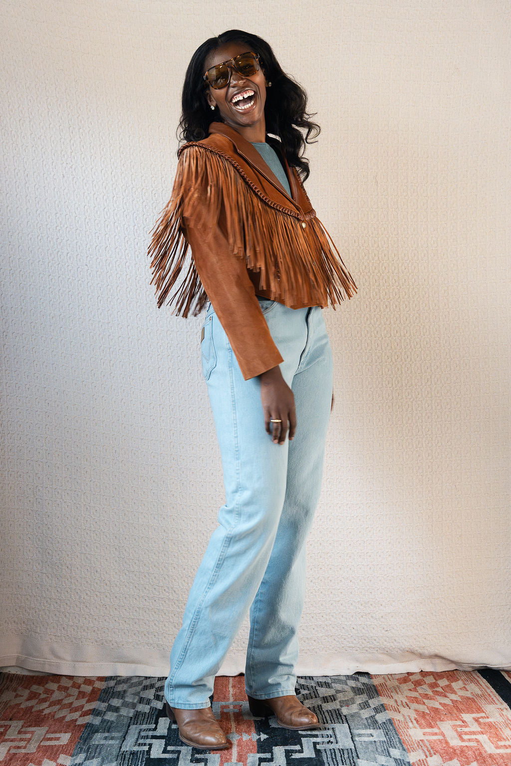 Diamond Leathers Cropped Fringe Jacket w/Braided Details