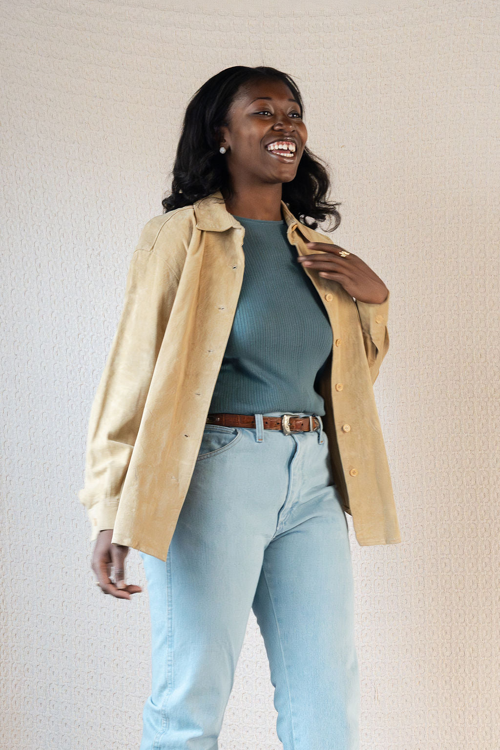 1990's Suede Button Down Shirt Jacket