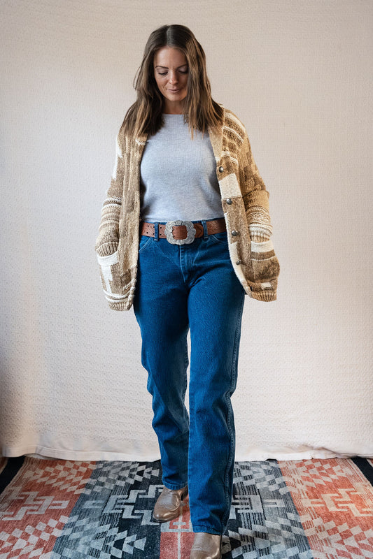 Polo Ralph Lauren Chunky Knit Cream/Beige Southwestern Pattern Cardigan