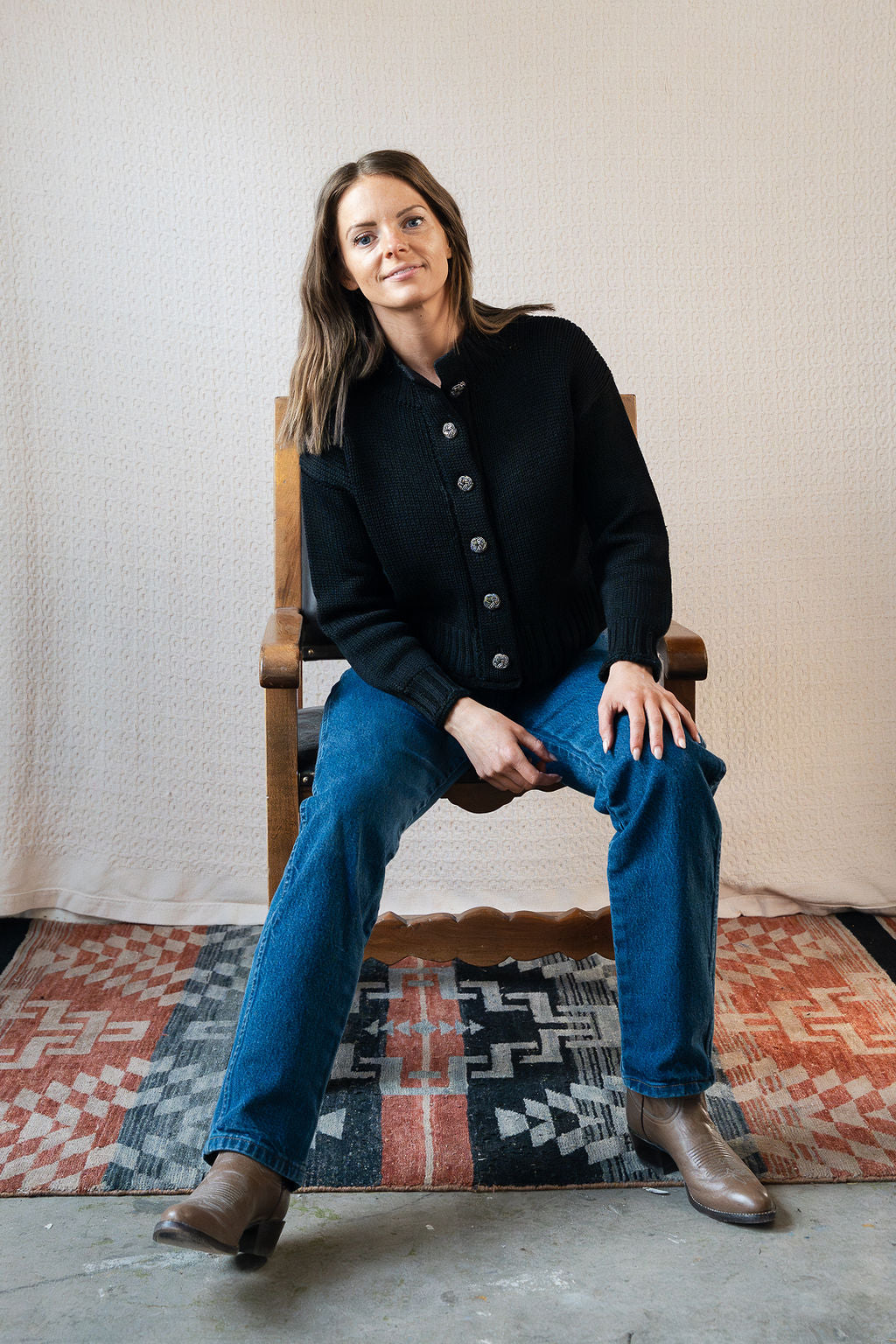 1940's Collegienne Sportswear Black Wool Cropped Cardigan