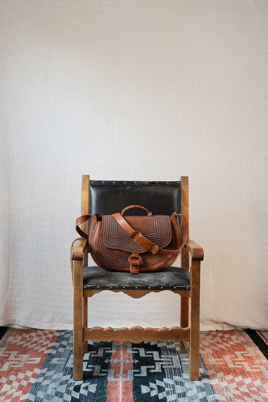 Oversized Tooled Flap Top Bag