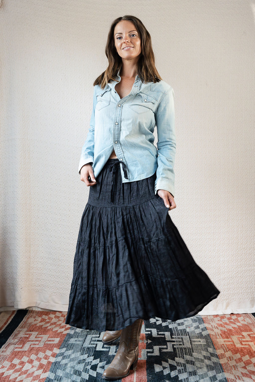 RRL Western Denim Pearl Snap