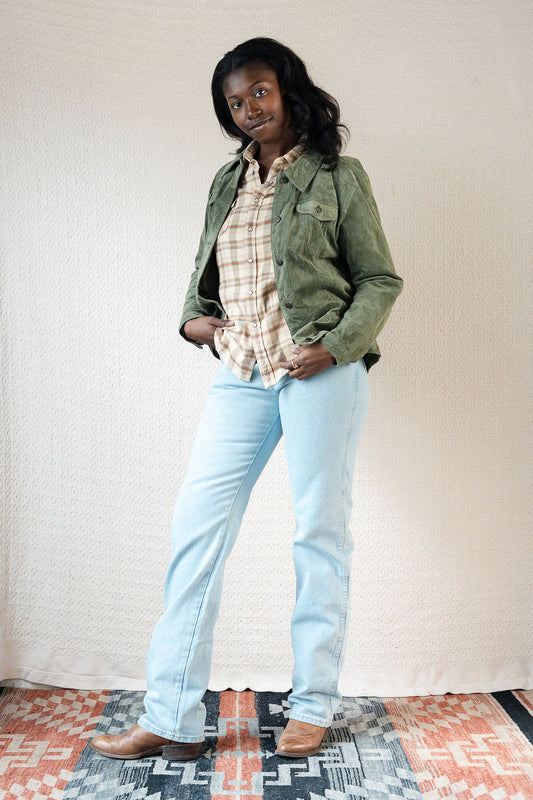 Green Suede Trucker Jacket