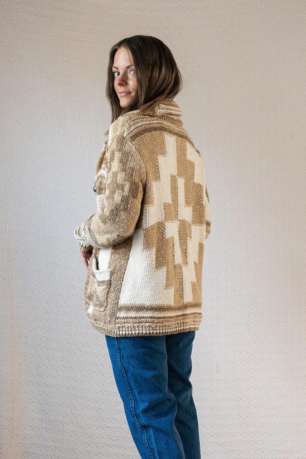 Polo Ralph Lauren Chunky Knit Cream/Beige Southwestern Pattern Cardigan