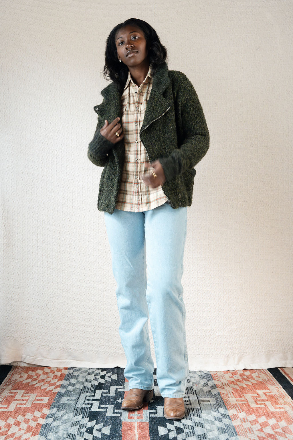 Isabel Marant Etoile Green Wool Moto Sweater Jacket