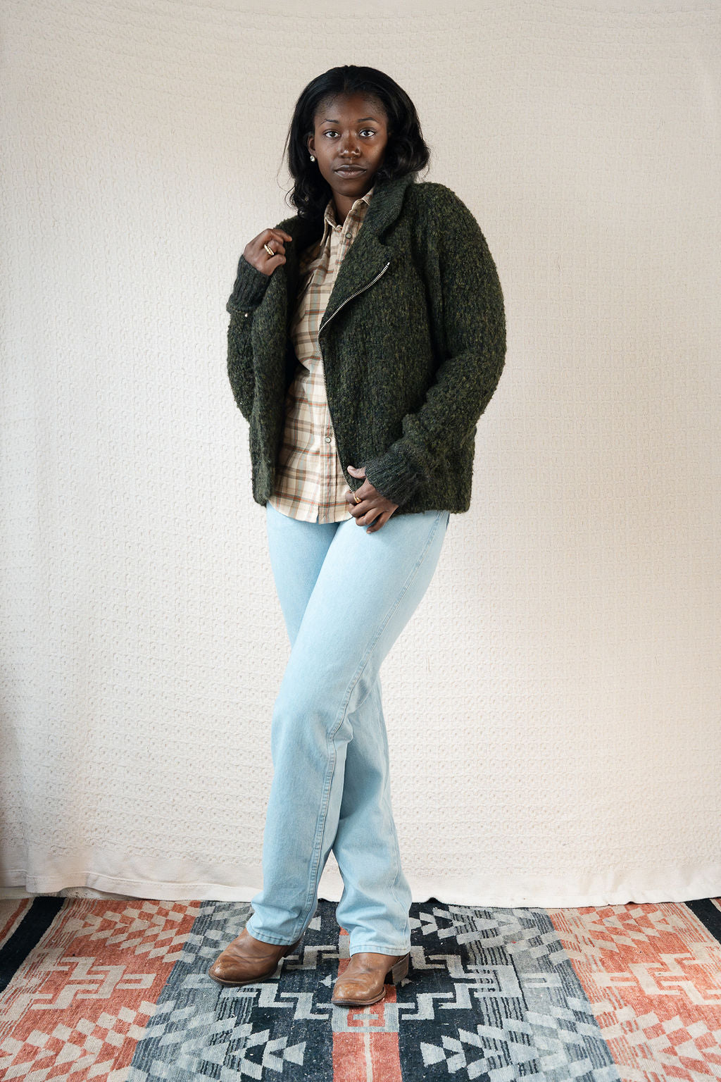 Isabel Marant Etoile Green Wool Moto Sweater Jacket