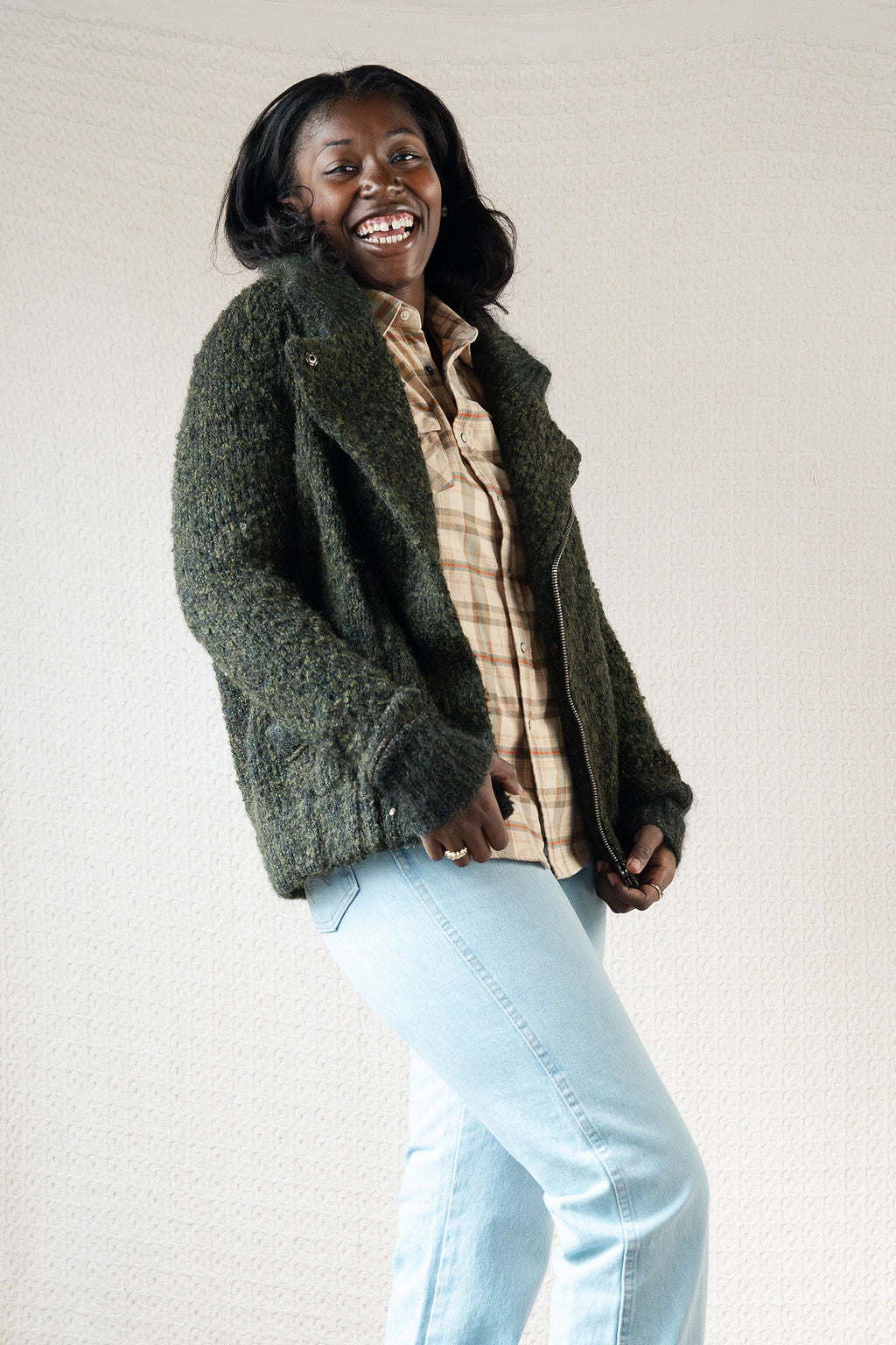 Isabel Marant Etoile Green Wool Moto Sweater Jacket