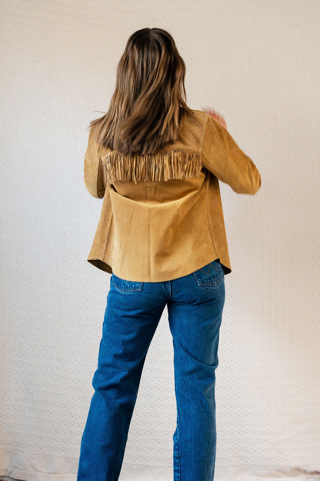 Carole Little 90's Simple Fringe Suede Shirt Jacket