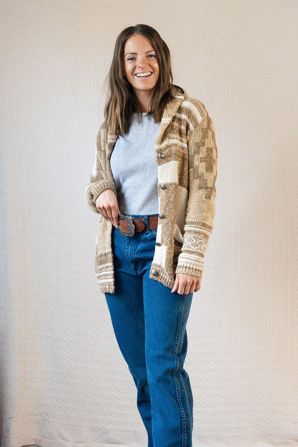 Polo Ralph Lauren Chunky Knit Cream/Beige Southwestern Pattern Cardigan