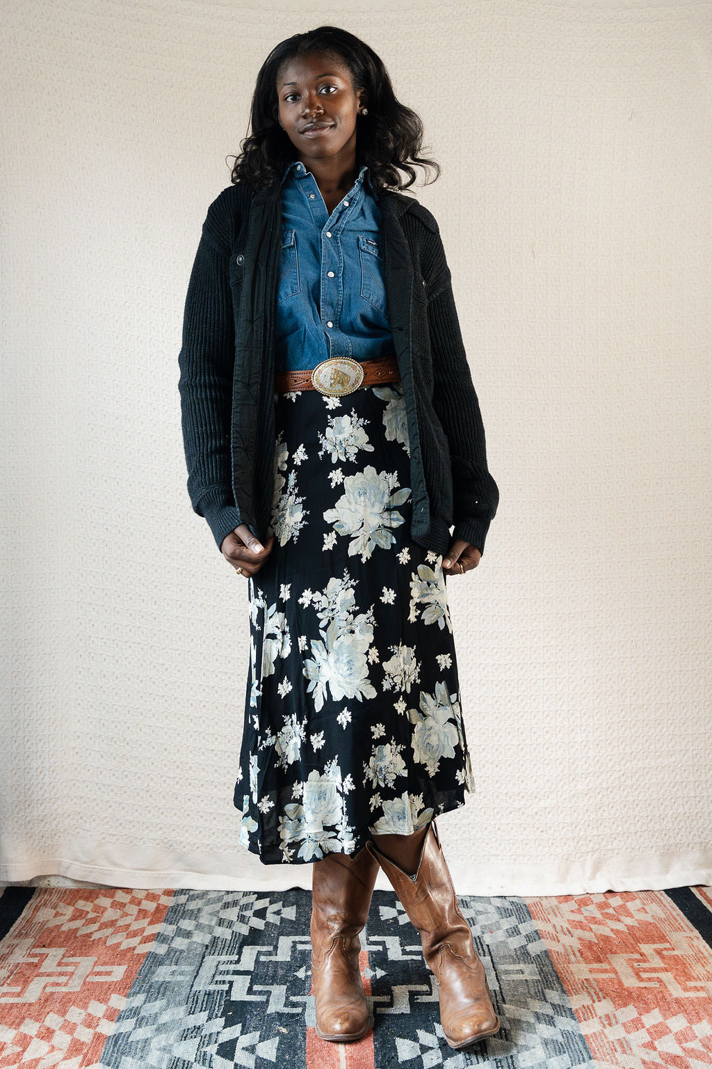 Decades Moody Floral Flowy Skirt