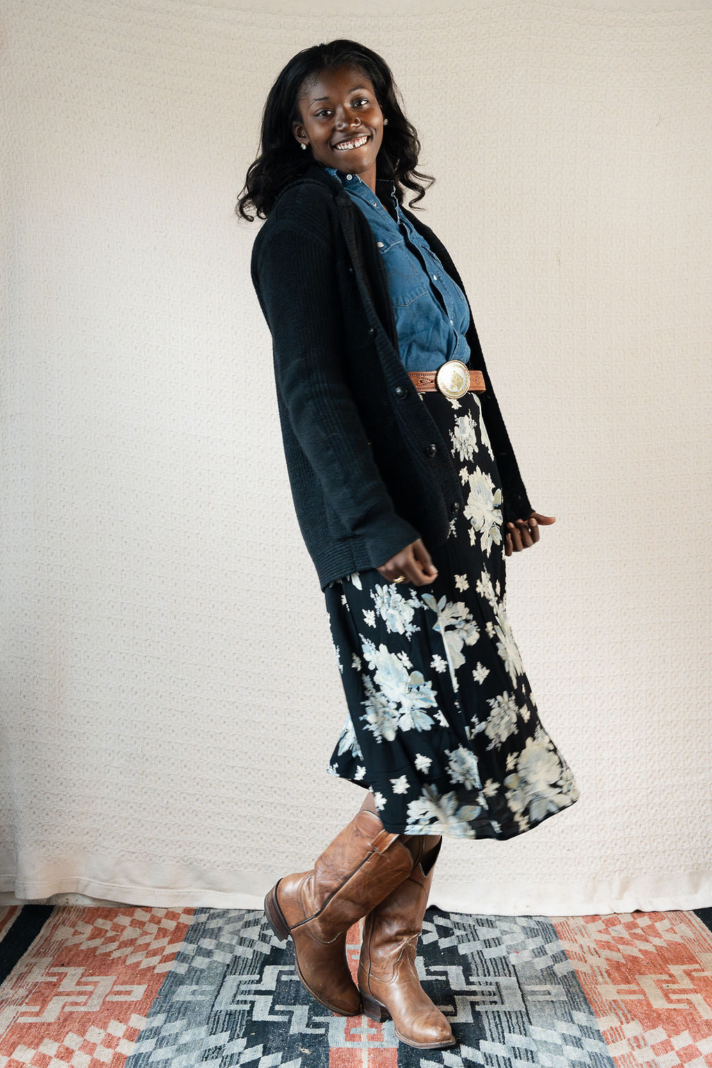 Decades Moody Floral Flowy Skirt