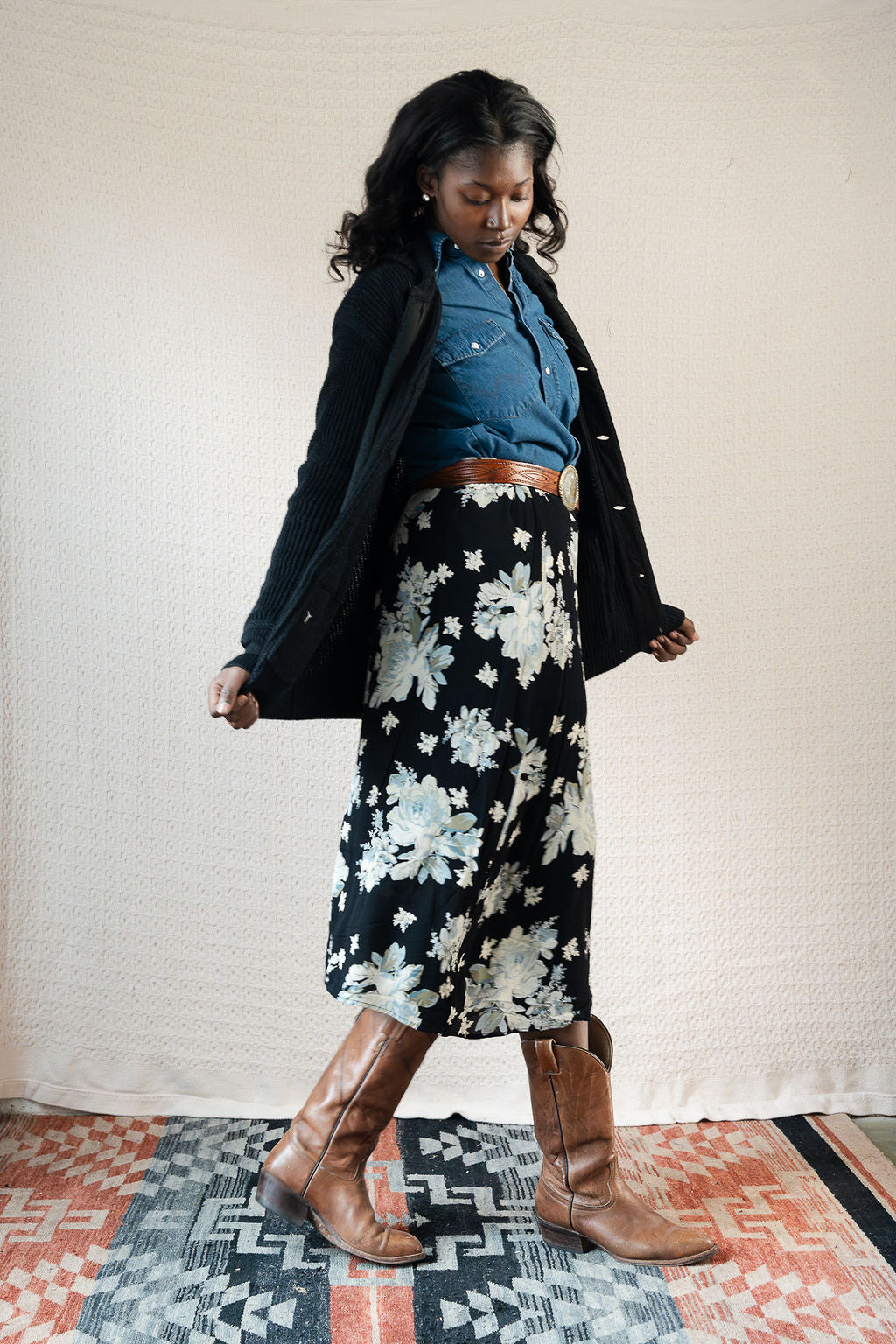 Decades Moody Floral Flowy Skirt