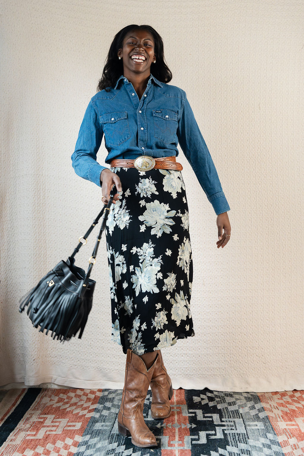 Decades Moody Floral Flowy Skirt