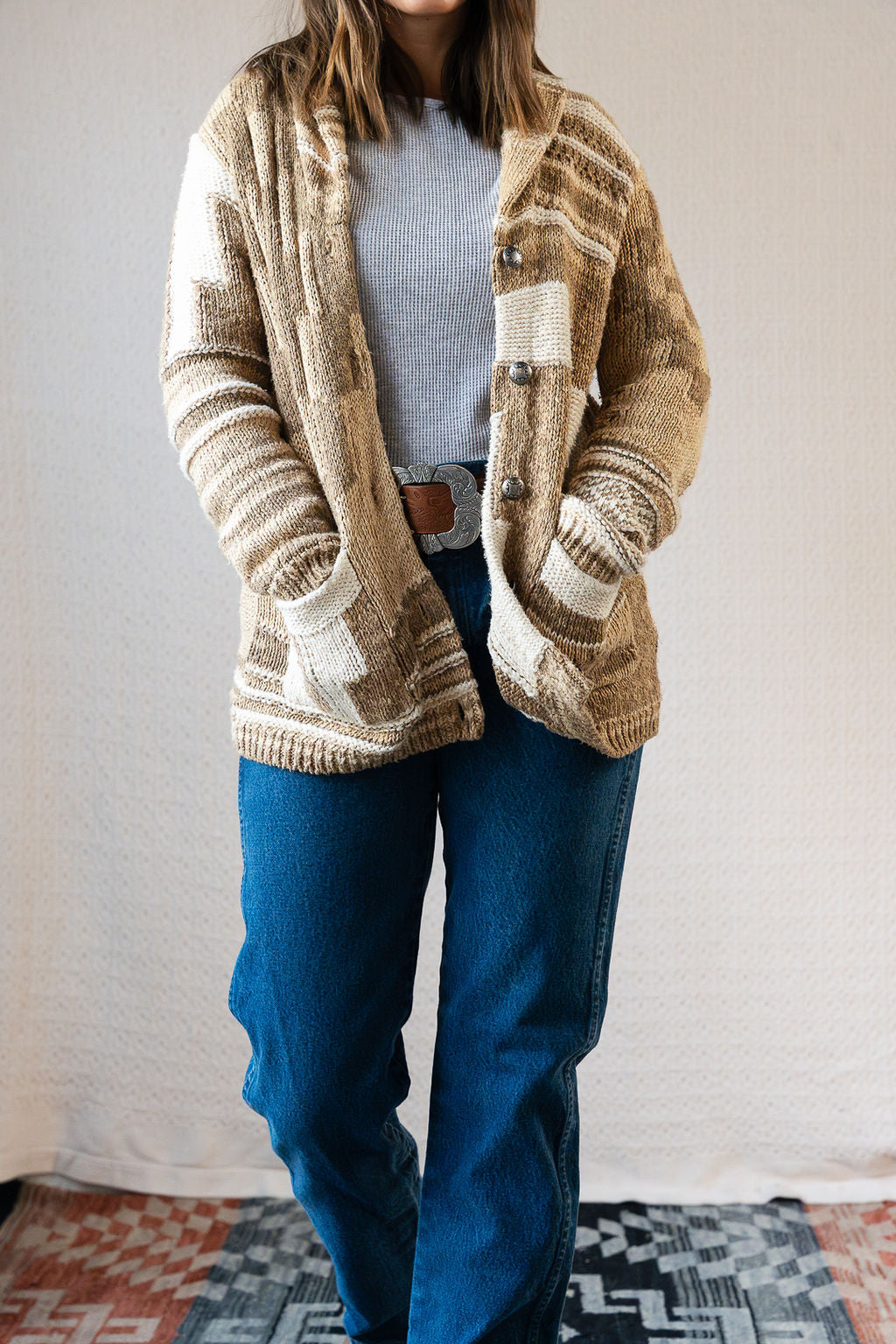 Polo Ralph Lauren Chunky Knit Cream/Beige Southwestern Pattern Cardigan