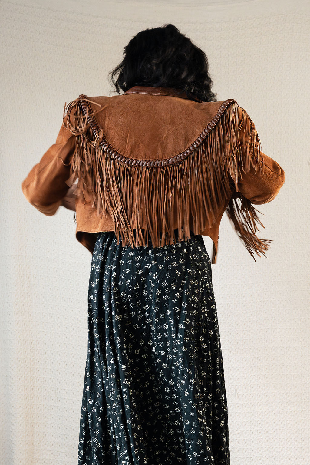 1990's Button Front Flare Skirt w/Floral Print