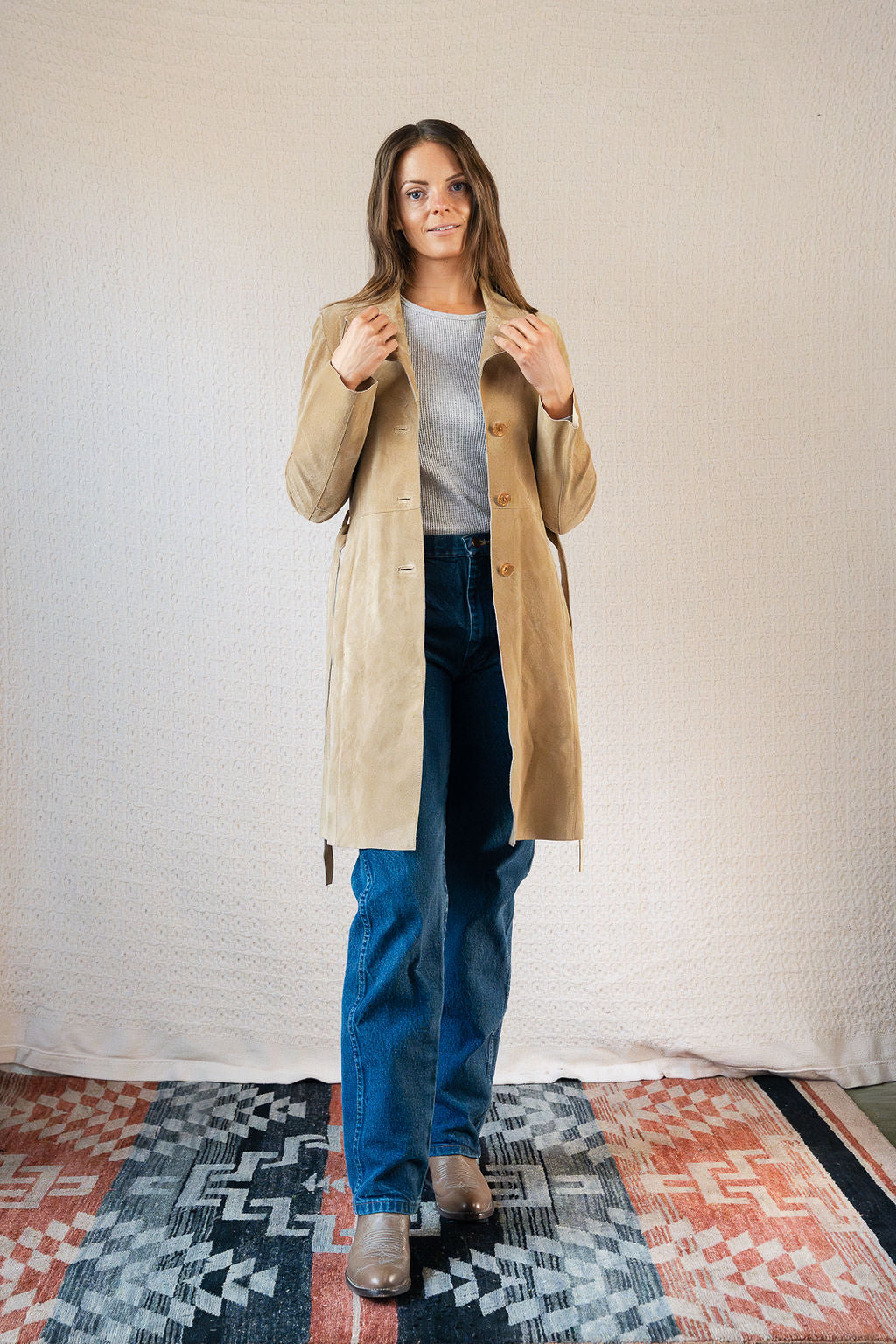 Classic Tan Suede Trench Coat