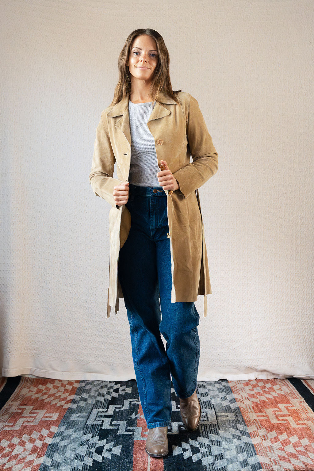 Classic Tan Suede Trench Coat