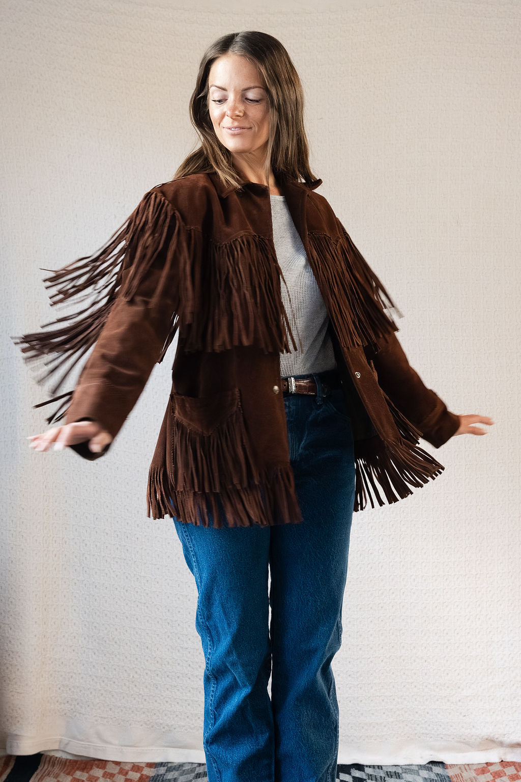 1970's Trego's Western Wear Chocolate Brown Classic Suede Fringe Jacket