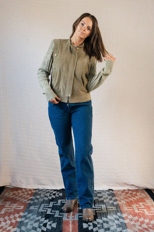 St. John Sport Suede & Knit Combo Jacket