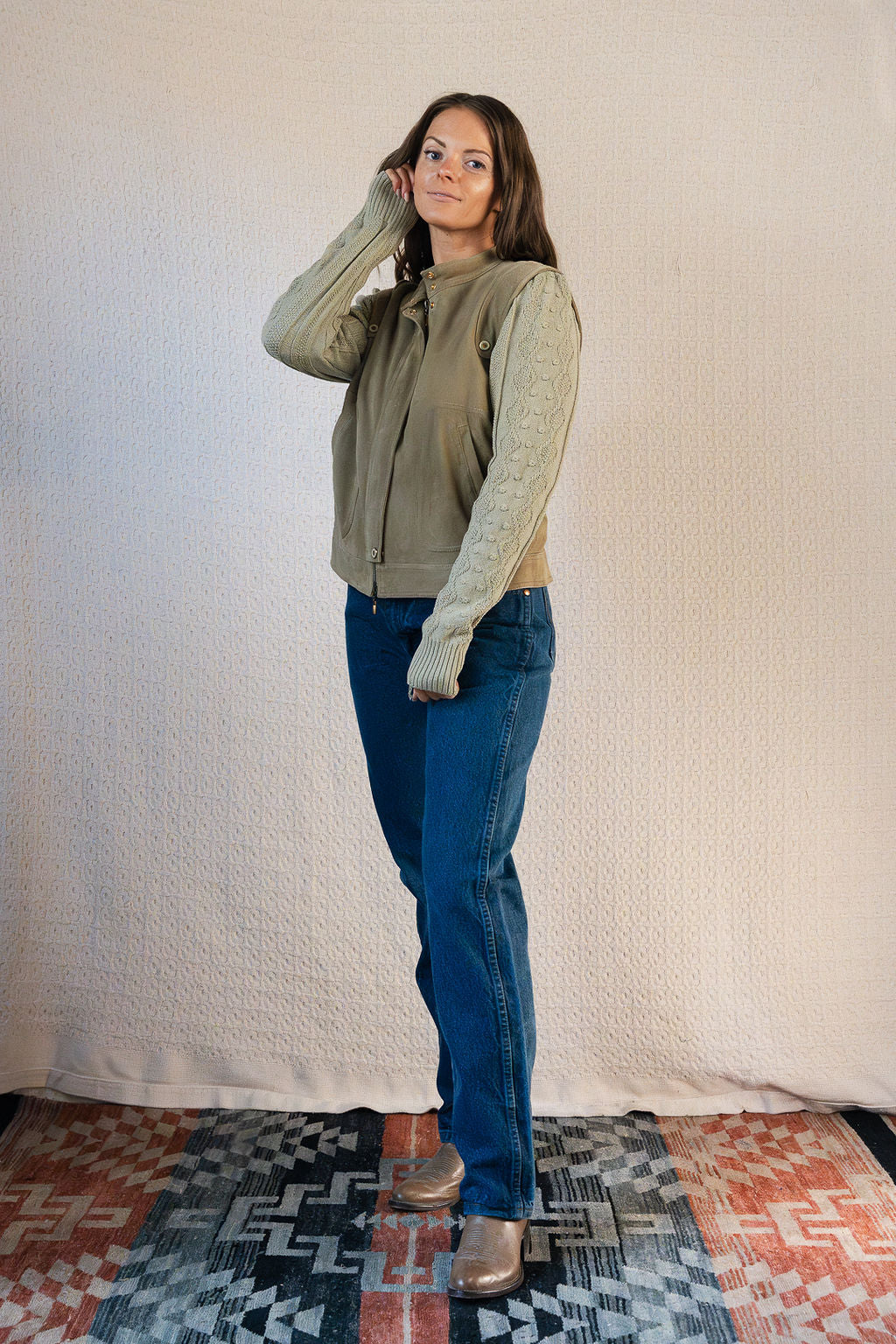 St. John Sport Suede & Knit Combo Jacket