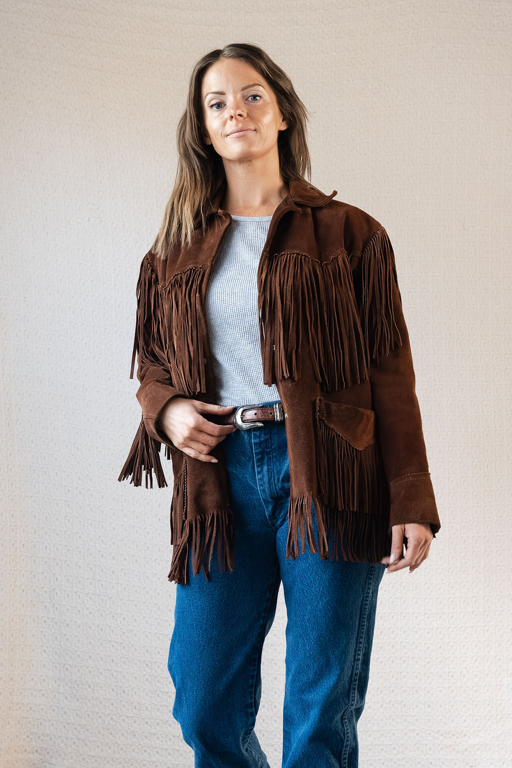 1970's Trego's Western Wear Chocolate Brown Classic Suede Fringe Jacket