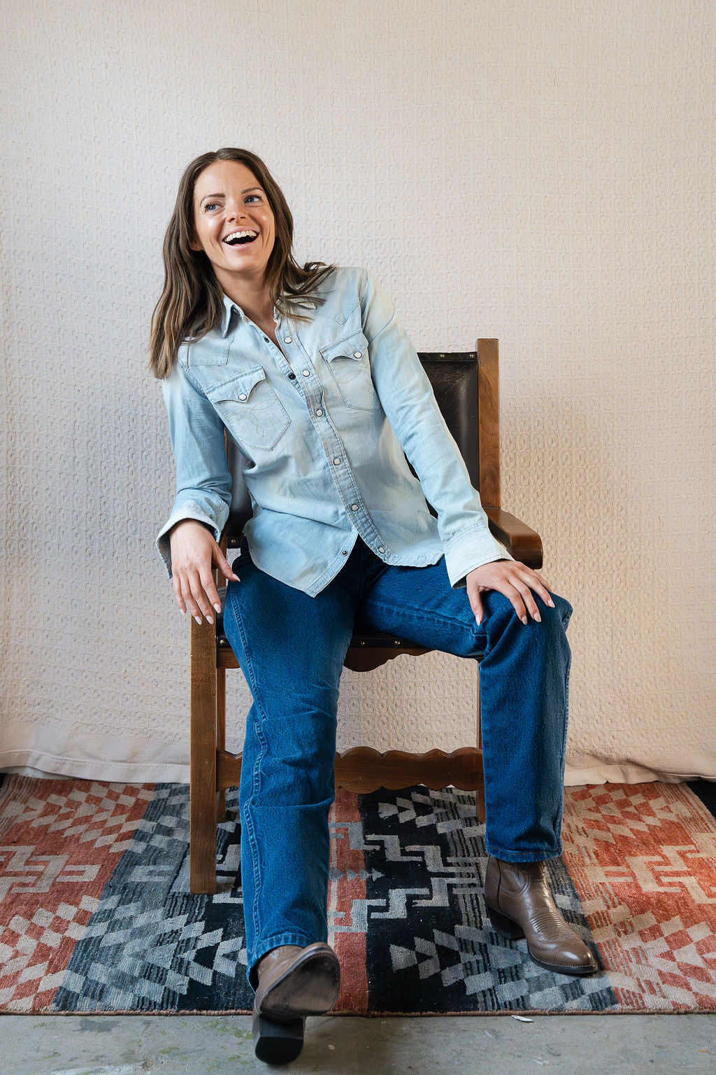 RRL Western Denim Pearl Snap