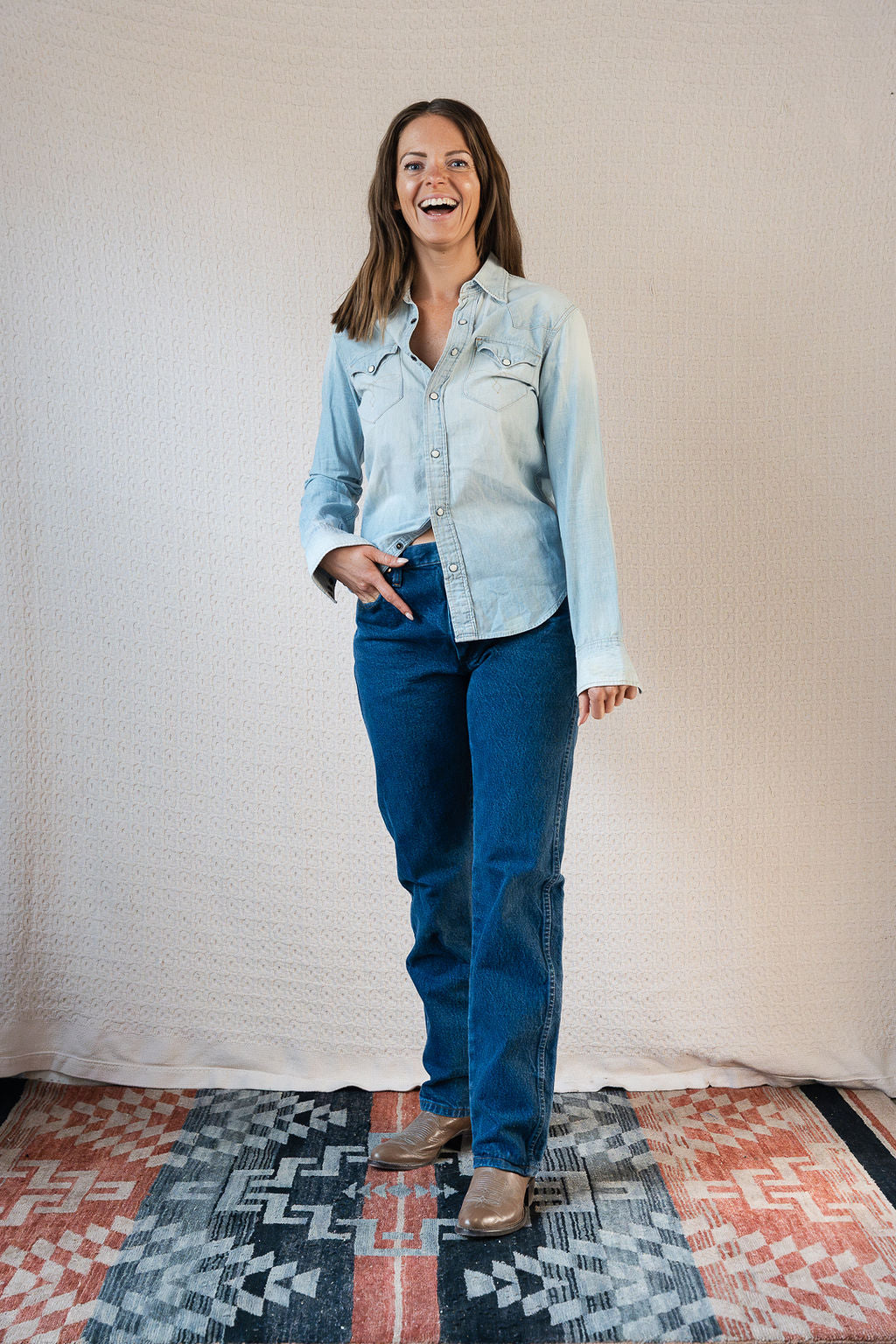 RRL Western Denim Pearl Snap